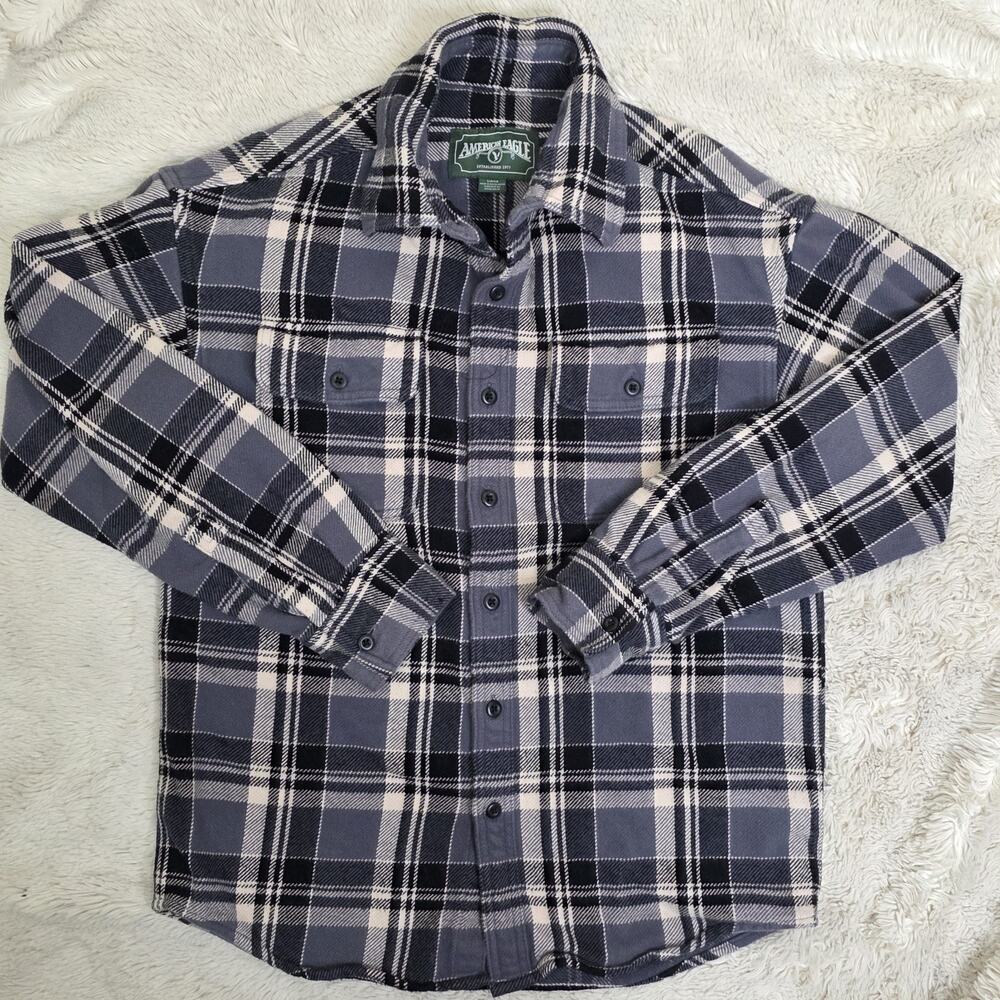 Vtg American Eagle Flannel Shirt Men S Heavy Long Sleeve Plaid Button Up Outdoor